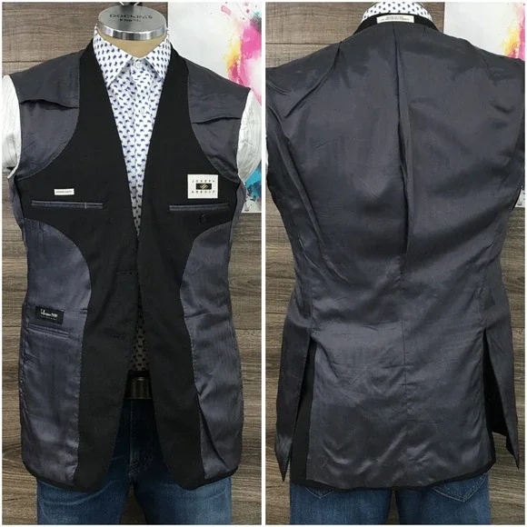 Joseph Abboud Mens Blazer Sport Coat Casual‎ Jacket Size 40L Slim Wool Gray Suit
